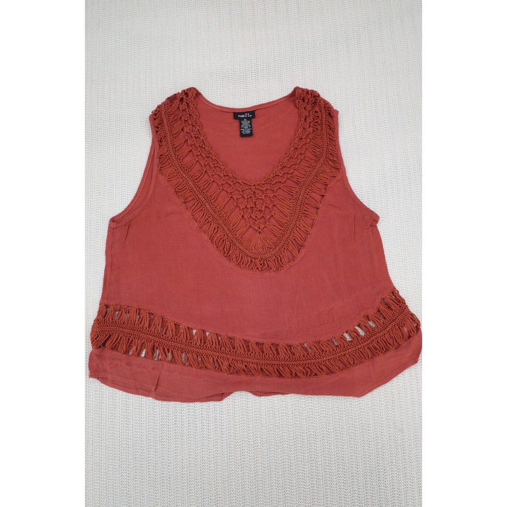 Rue 21 Cami Tank Womens Extra Large Red Sleeveless Knit V Neck